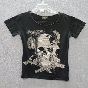 Guns And Roses Women Top Large Black T-Shirt‎ Studded Tour 2013 Rare Tee READ